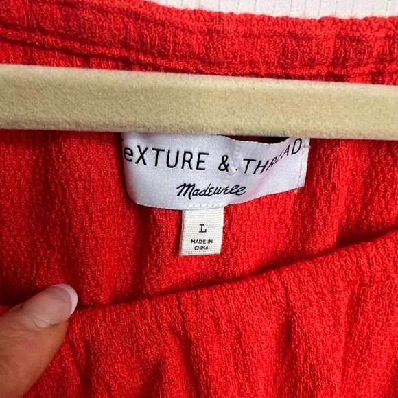 Madewell Texture & Thread Tiered-Sleeve Dress Orange Large - Picture 4 of 9